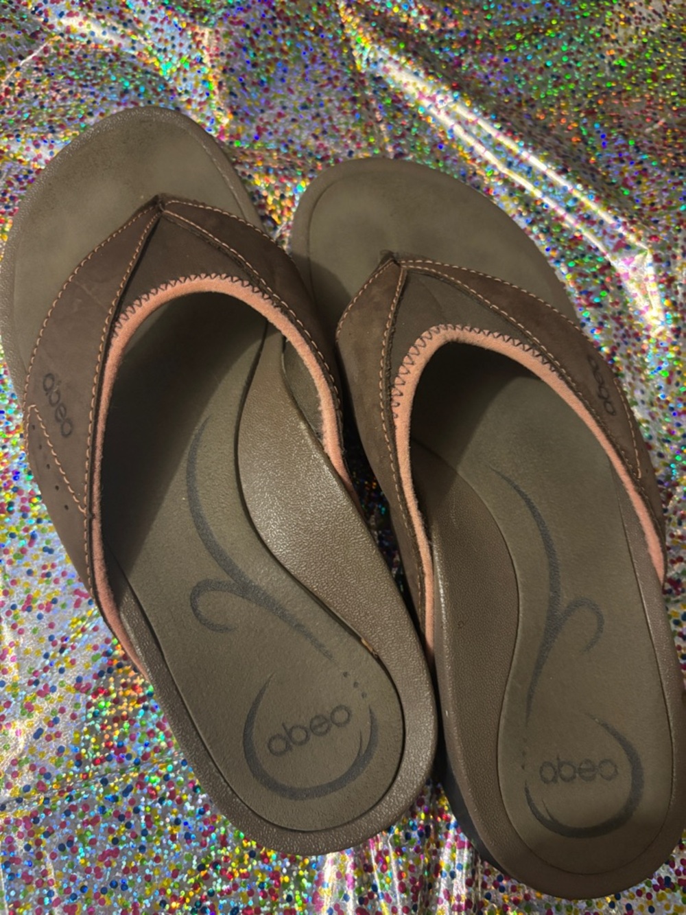 Abeo Balbo Brown Leather Sandal with Pink Trim Women's Flip Flops